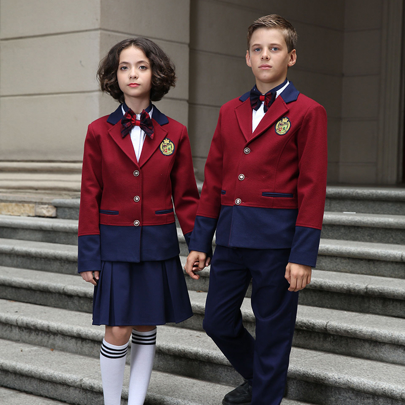 英倫拼色西裝定做中小學生西服定制DELUNSA020